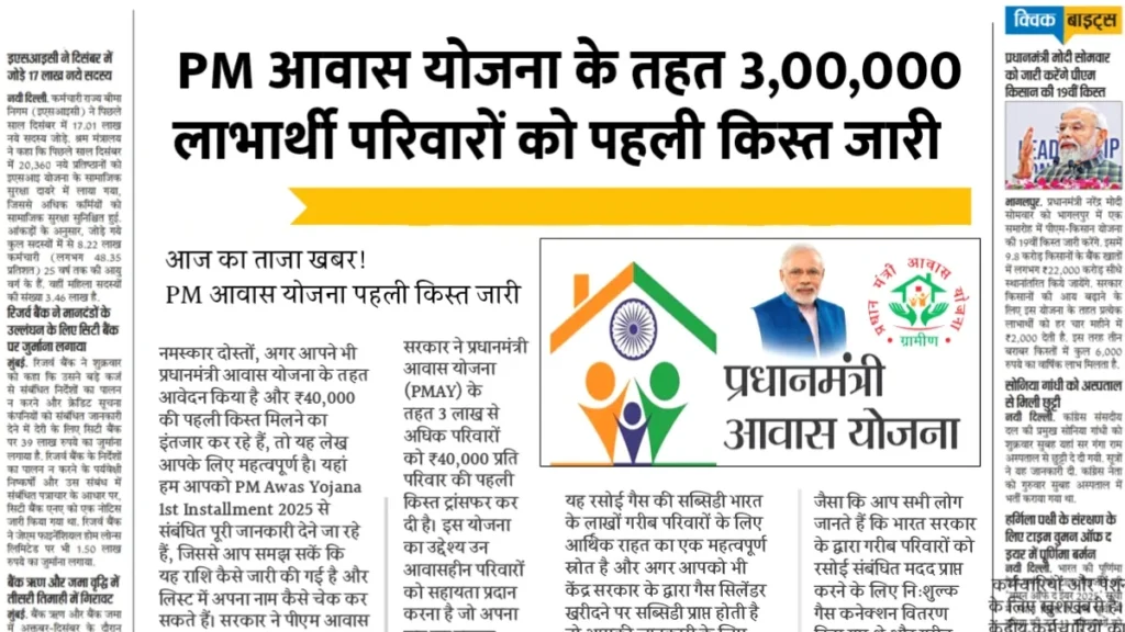 PM Awas Yojana 1st Installment
